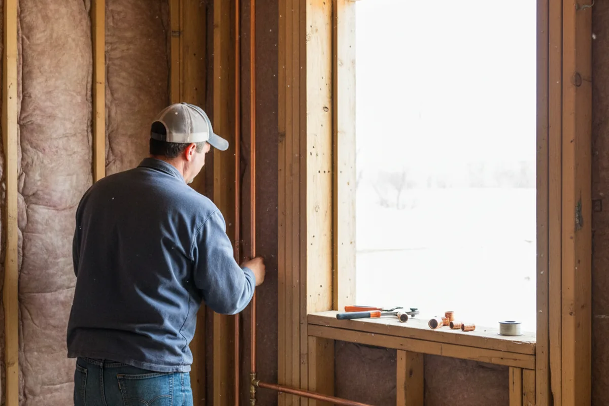 Licensed plumber running new copper supply lines in a Lorain home